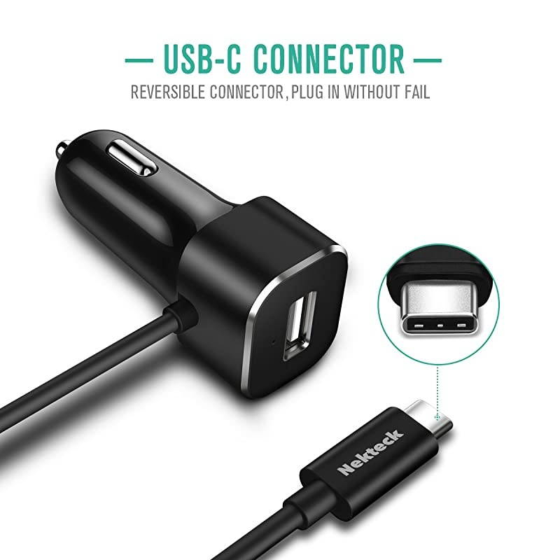 USB Type C Car Charger  27W USBC Car Charger Adapter with Integrated Builtin TypeC 31 Cord and USB Port for Samsung Galaxy S10S9Note Series Pixel 3XL iPhone8 LG Nexus HTC and More