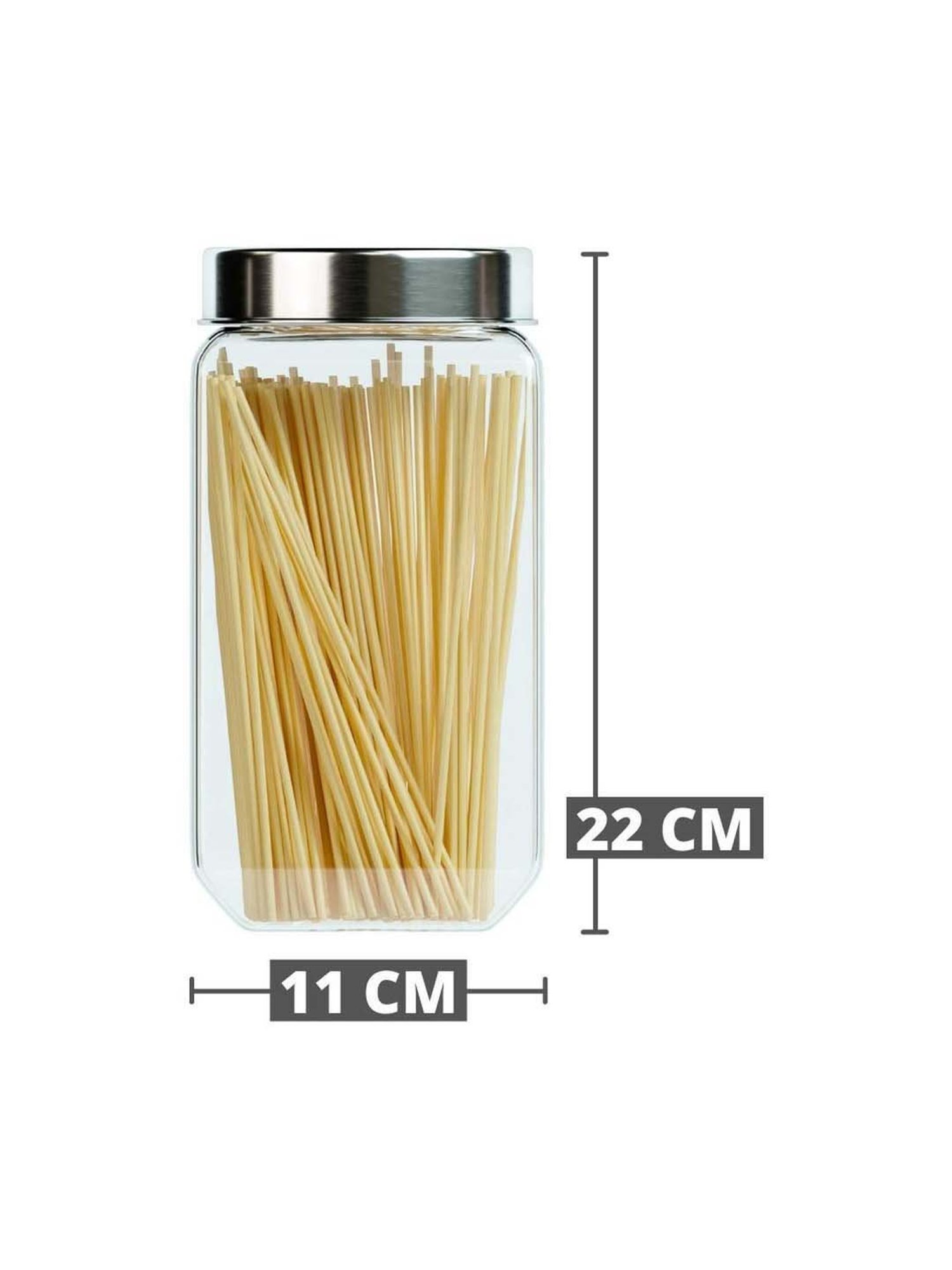 Femora Octo Transparent Glass Storage Jars (2000 ml) - Set of 2