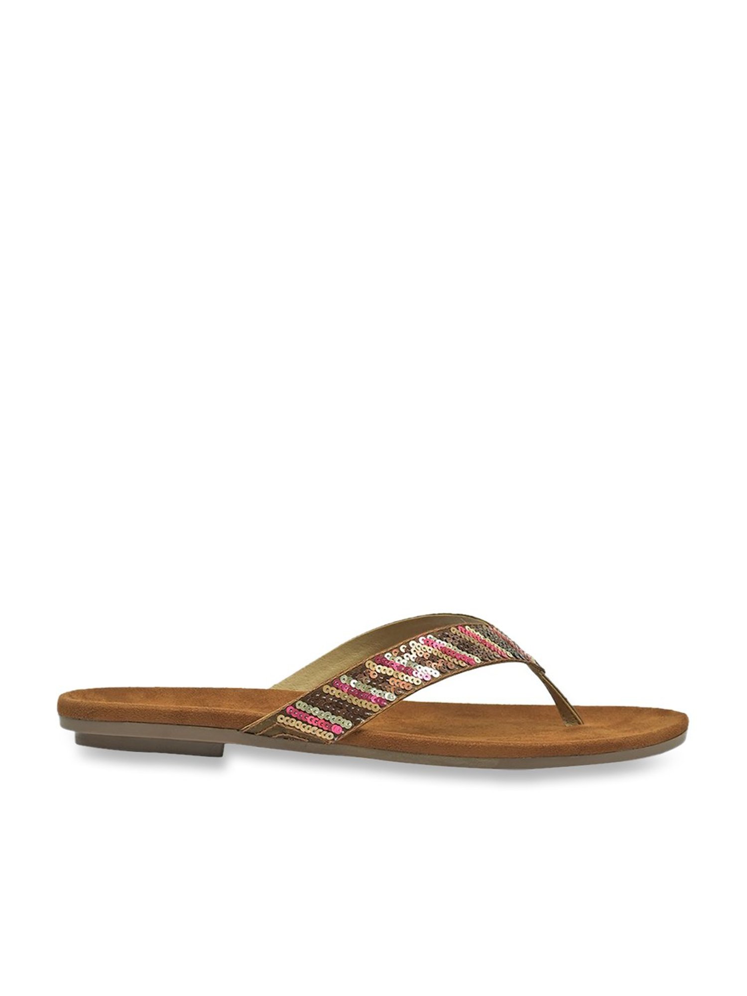 Jove Women's Antique Gold Thong Sandals