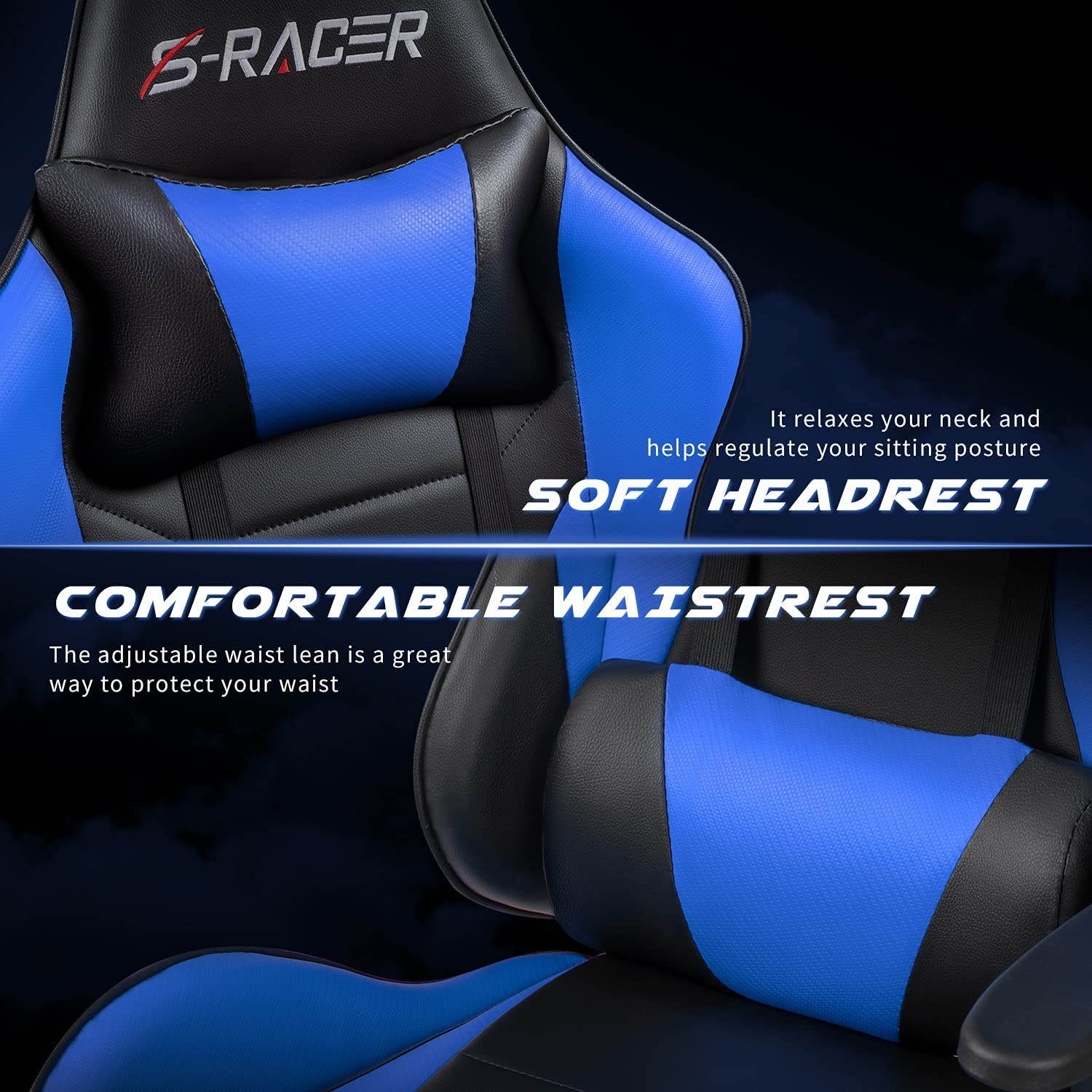 Homall Gaming Chair Computer Office Chair Ergonomic Desk Chair with Footrest Racing Executive Swivel Chair Adjustable Rolling Task Chair (Green)