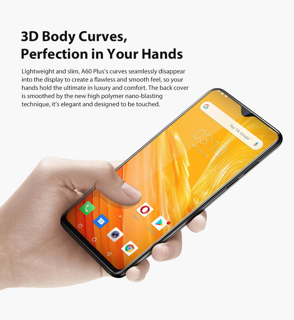 Blackview A60 Plus mobile, 4GB + 64GB, Quad Core, Android 10, 4080mAh, 4G, mobile phone with Water Drop Screen, Facial identification