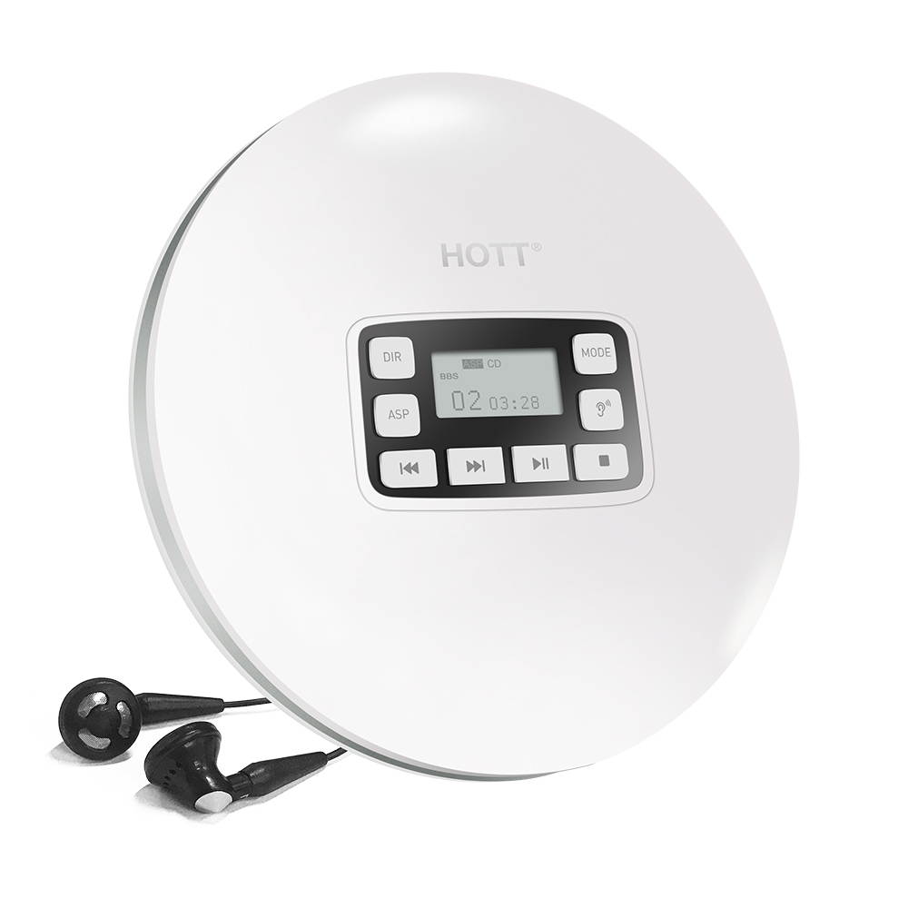 HOTT Portable CD Player Personal Compact Disc Player with LCD Display Stereo Earbuds and USB Power Adapter Electronic Skip Protection Anti-Shock Function