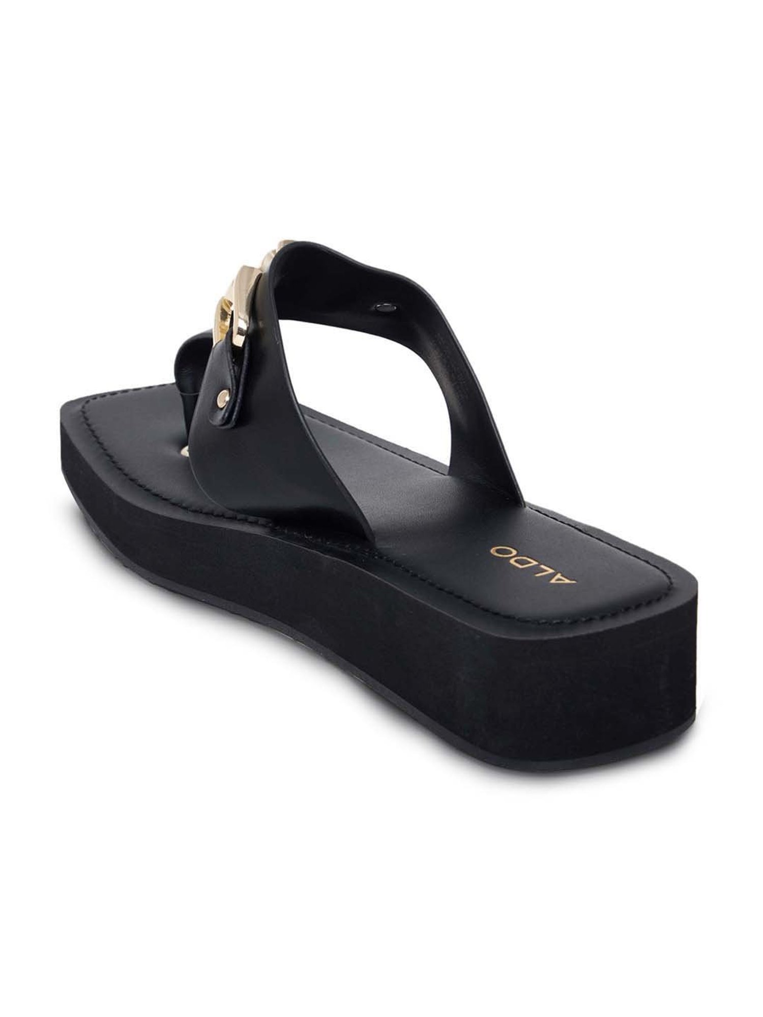 Aldo Women's Jet Black Thong Wedges