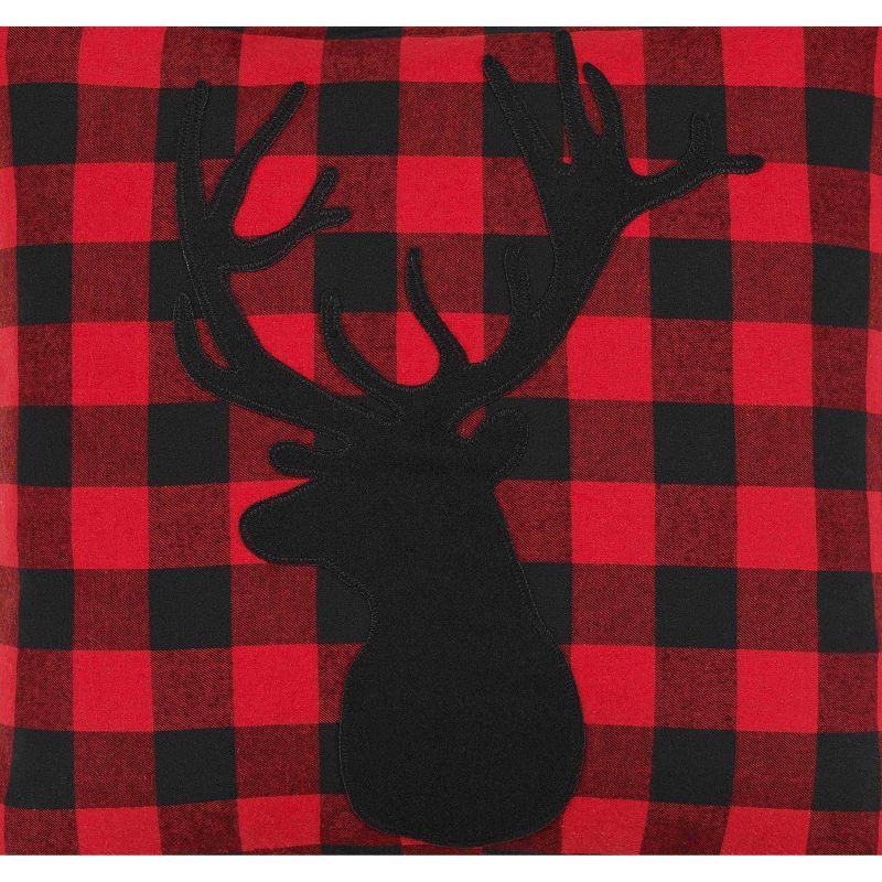 Red Cabin Plaid Stag Head Throw Pillow - Eddie Bauer