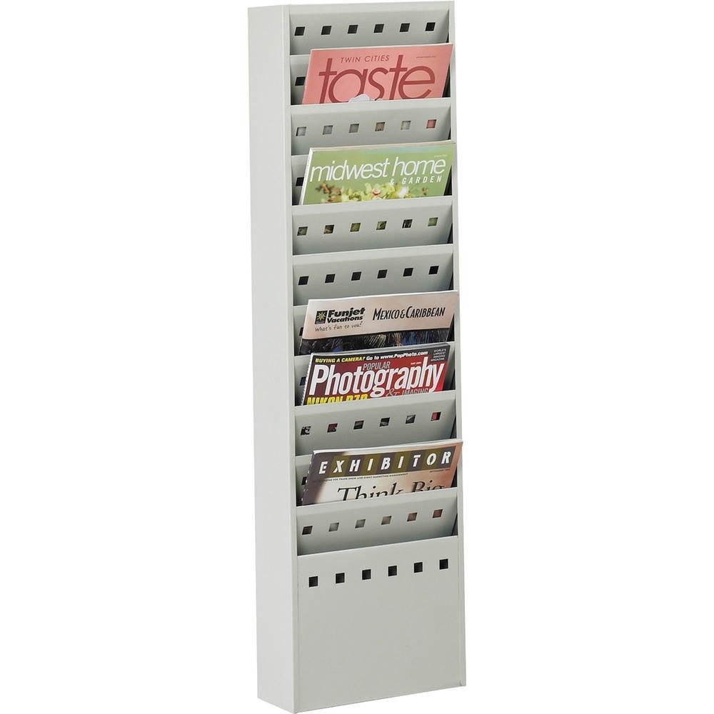 Safco Steel Magazine Rack 11 Compartments 10w x 4d x 36-1/4h Gray 4321GR