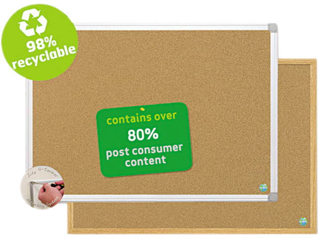 Bi-Silque CA021790 Earth Cork Board, 18x24, Aluminum Frame