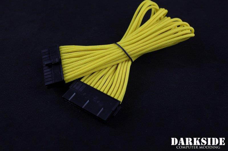 Darkside 24-Pin ATX 12" (30cm) HSL Single Braid Extension Cable - Yellow II UV (DS-0434)