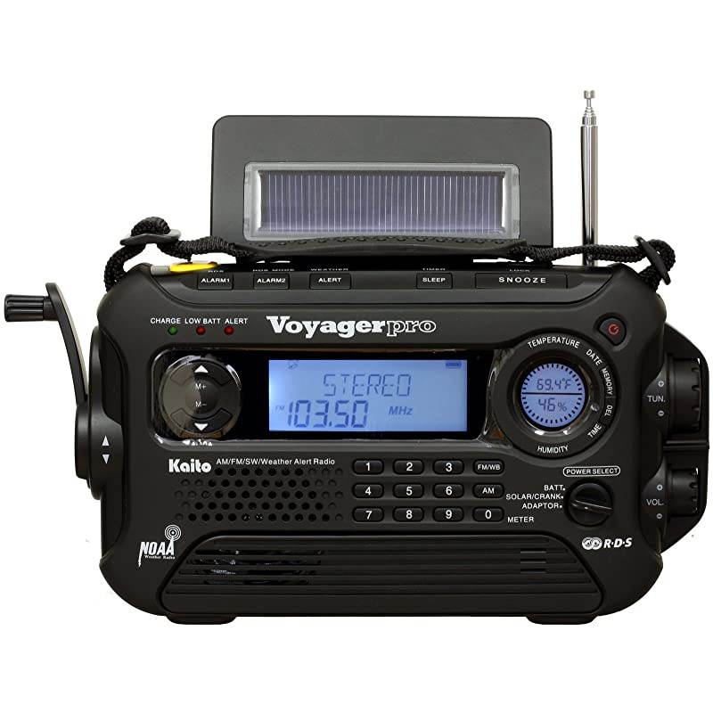 Voyager Pro KA600 Digital Solar DynamoWind UpDynamo Cranking AMFMLWSW amp NOAA Weather Emergency Radio with Flashlight Reading Lamp AlertSmart Phone Charger amp RDS and RealTime Alert with AC Adapter