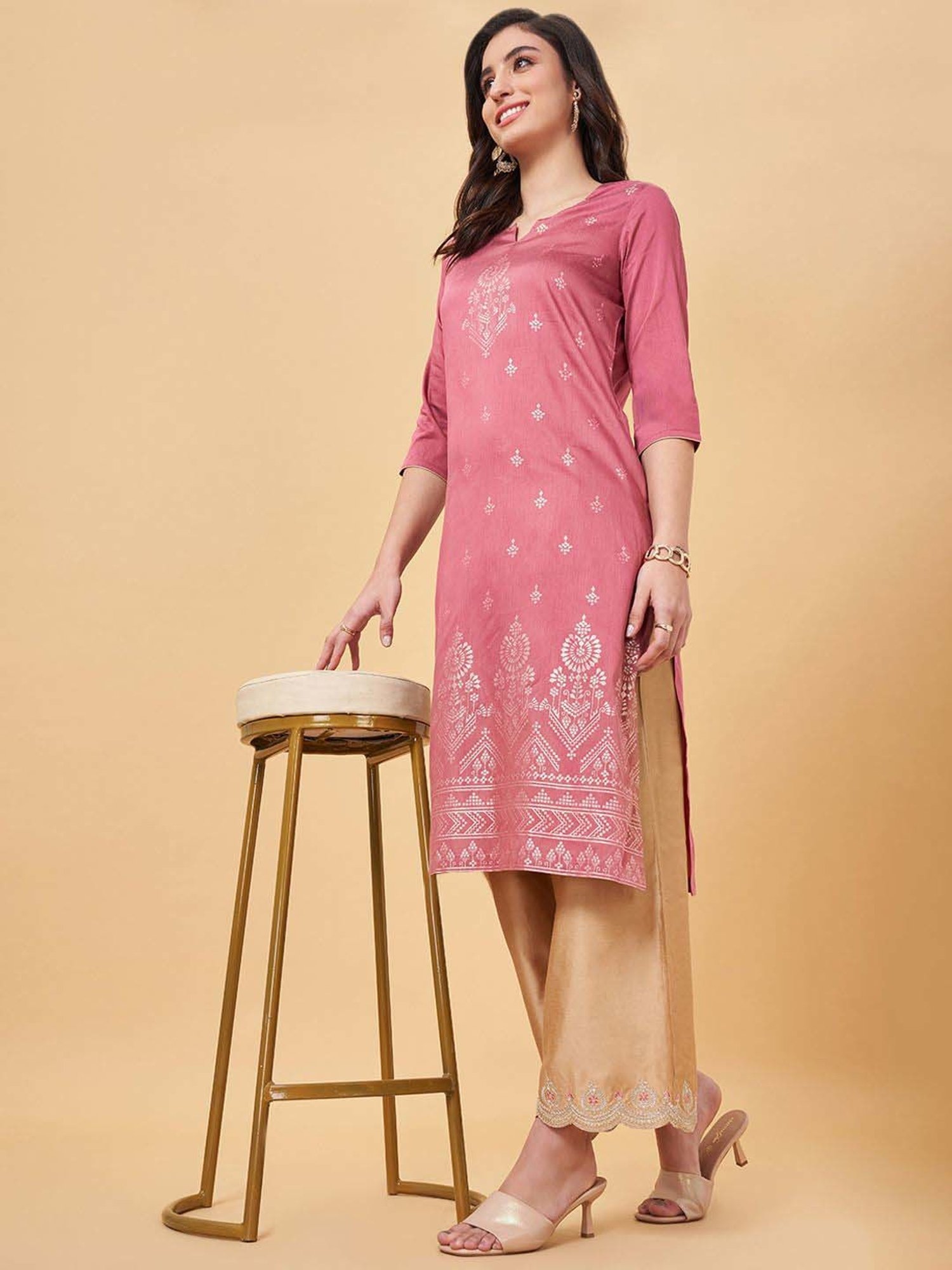 Rangmanch by Pantaloons Golden Embroidered Palazzos