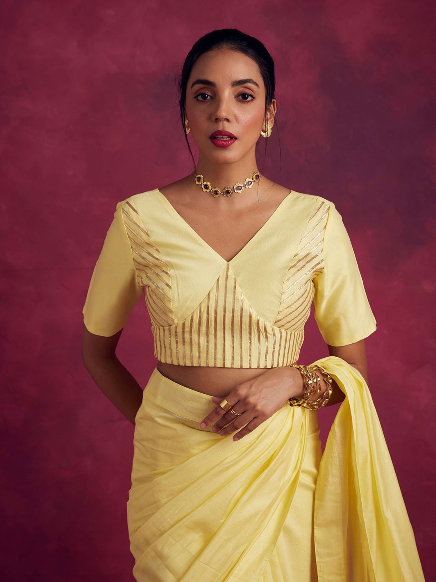 Abhishti Yellow Gota Patti Blouse