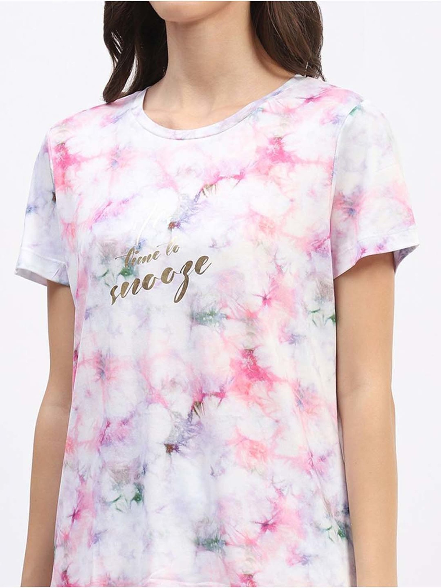 MADAME M Secret Pink Printed T-Shirt Pyjamas Set