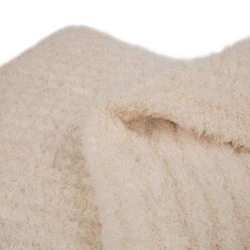 60" x 50" Knitted Polyester Feather Yarn Throw Blanket Beige - Glitzhome