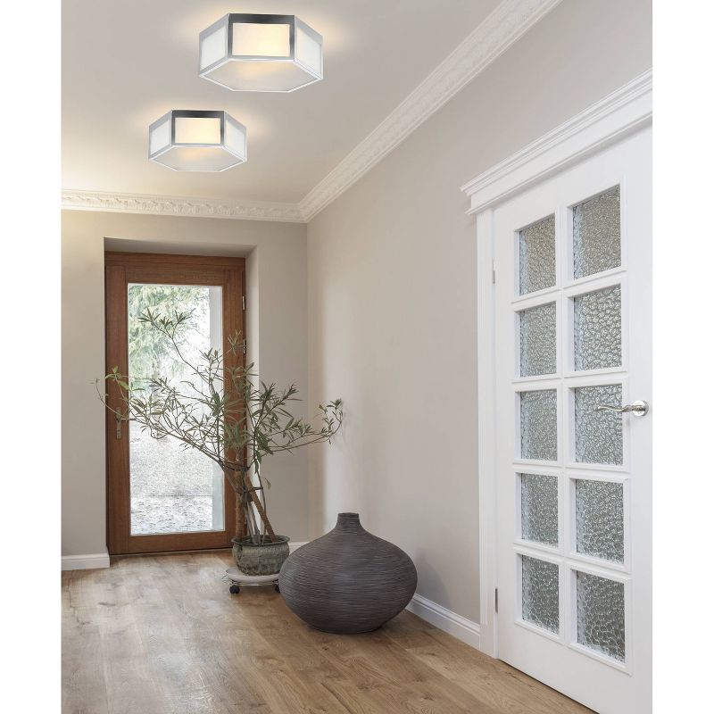 13" LED Metal/Frosted Glass Hexagon Sconce Chrome - Jonathan Y