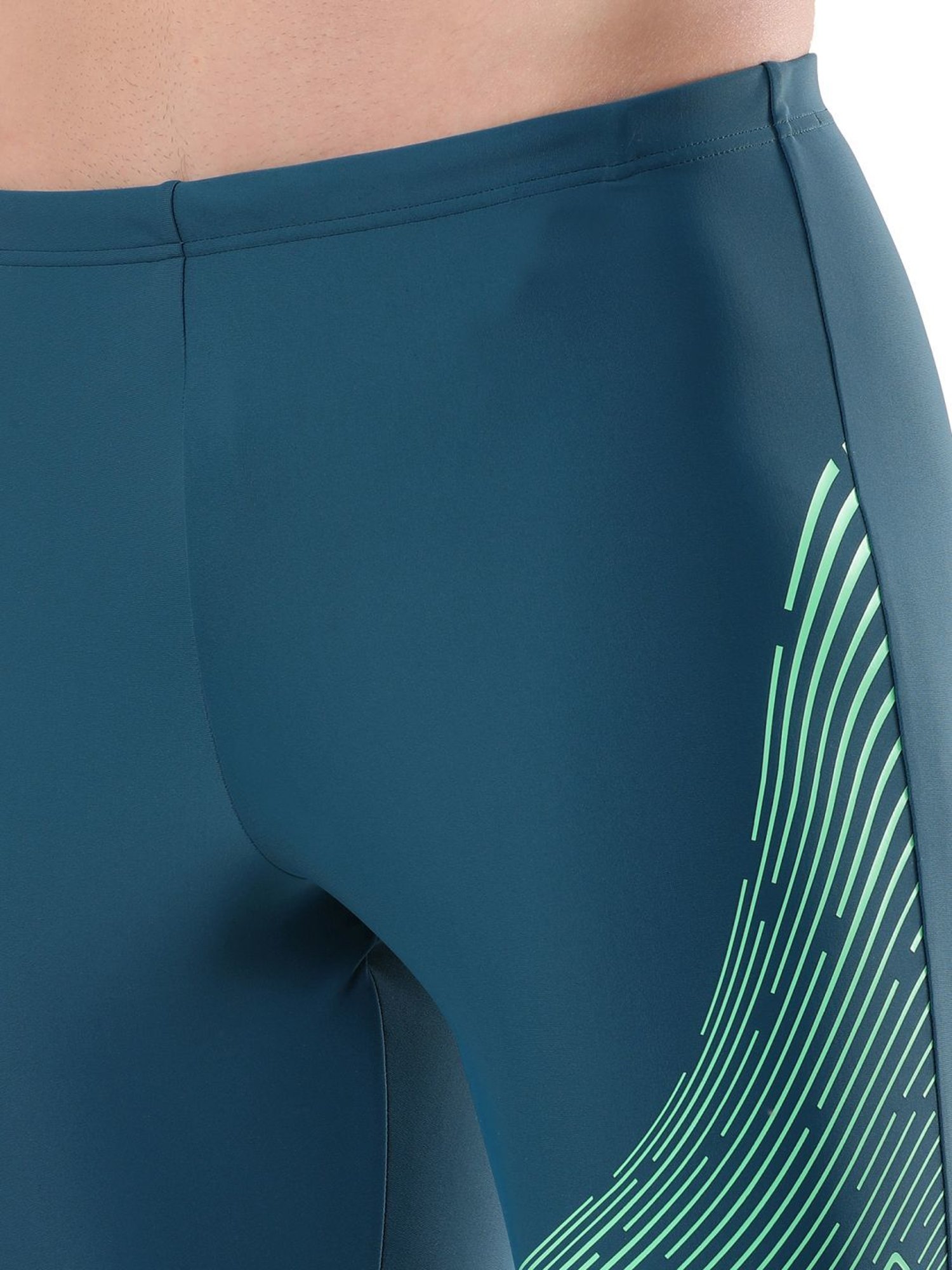 Speedo Dark Teal Regular Fit Printed Sports Shorts