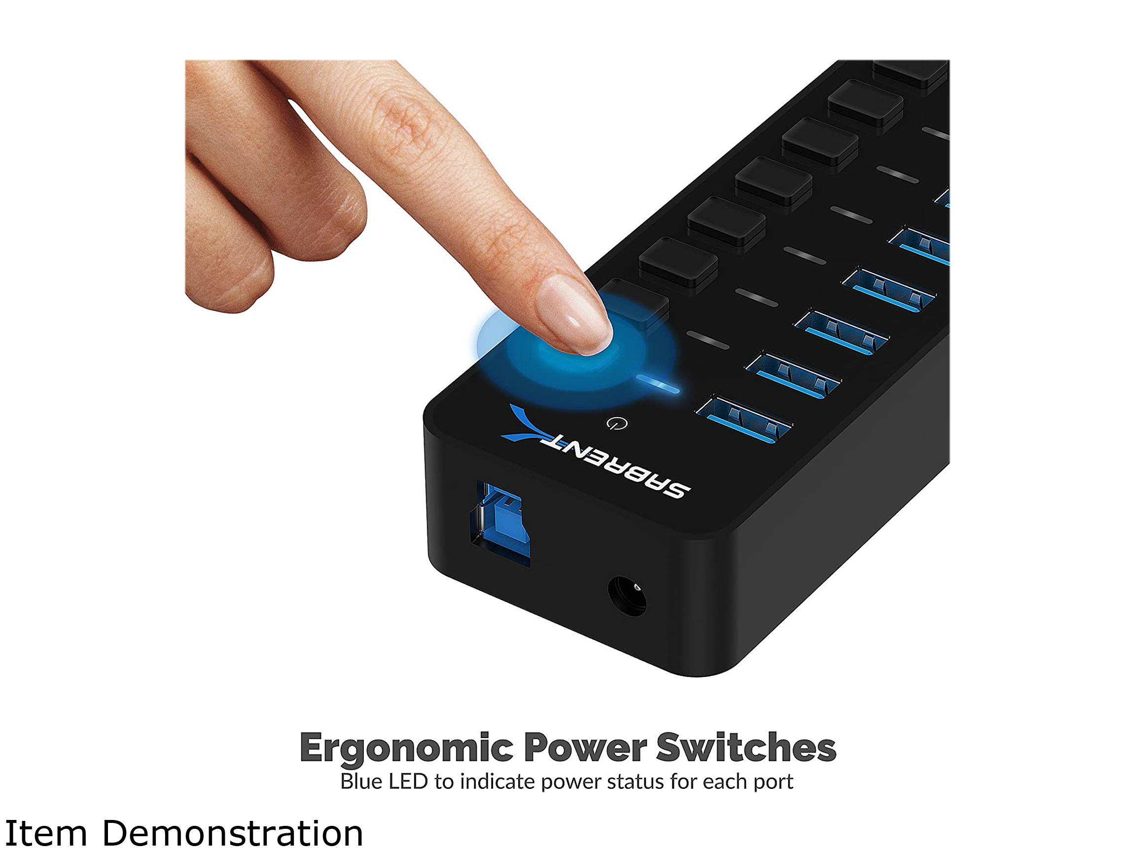 Sabrent 36W 7-Port USB 3.0 Hub with Individual Power Switches and LEDs (HB-BUP7)