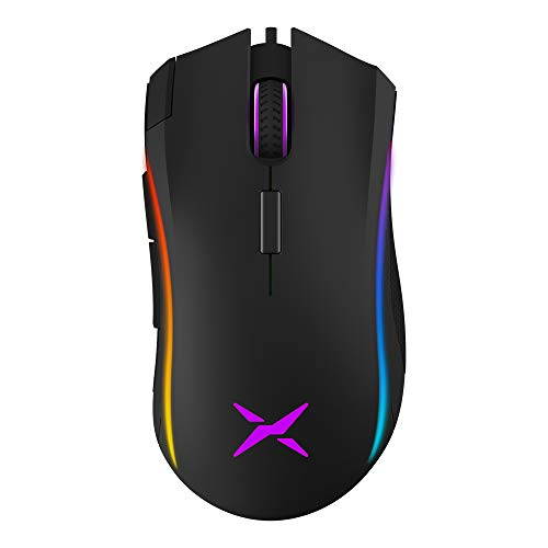 Yijianxi RGB game mouse,4000 DPI,7 programmable buttons and professional game software, ergonomic optical game mouse for Windows PC game player notebook (M625BU(3050)- black)