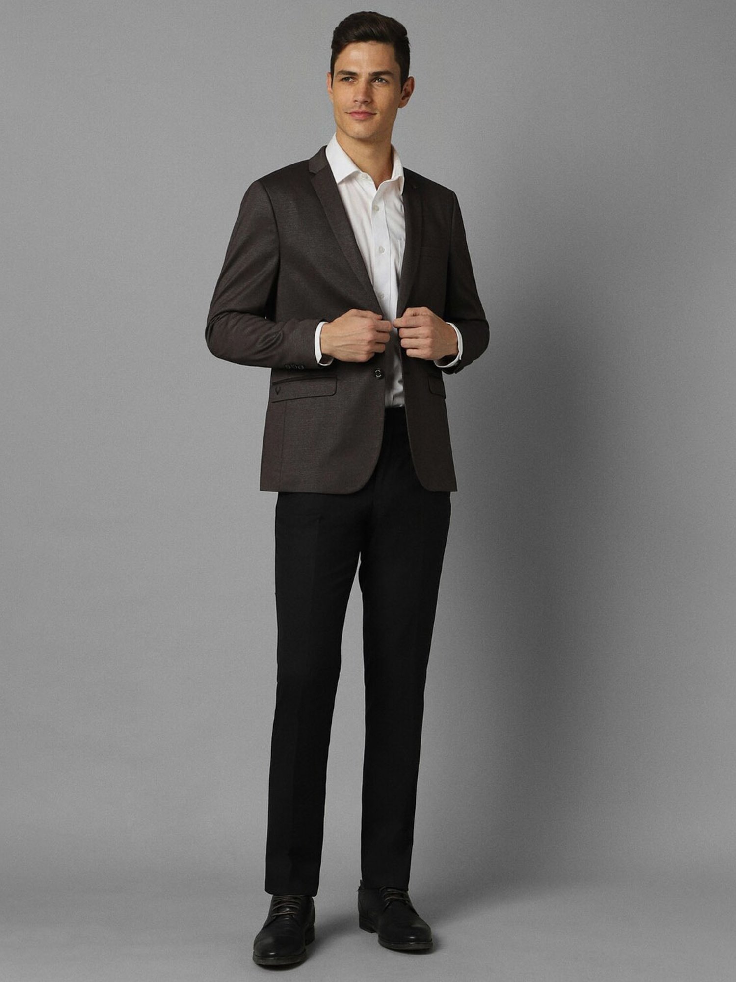 Allen Solly Dark Brown Slim Fit Blazer