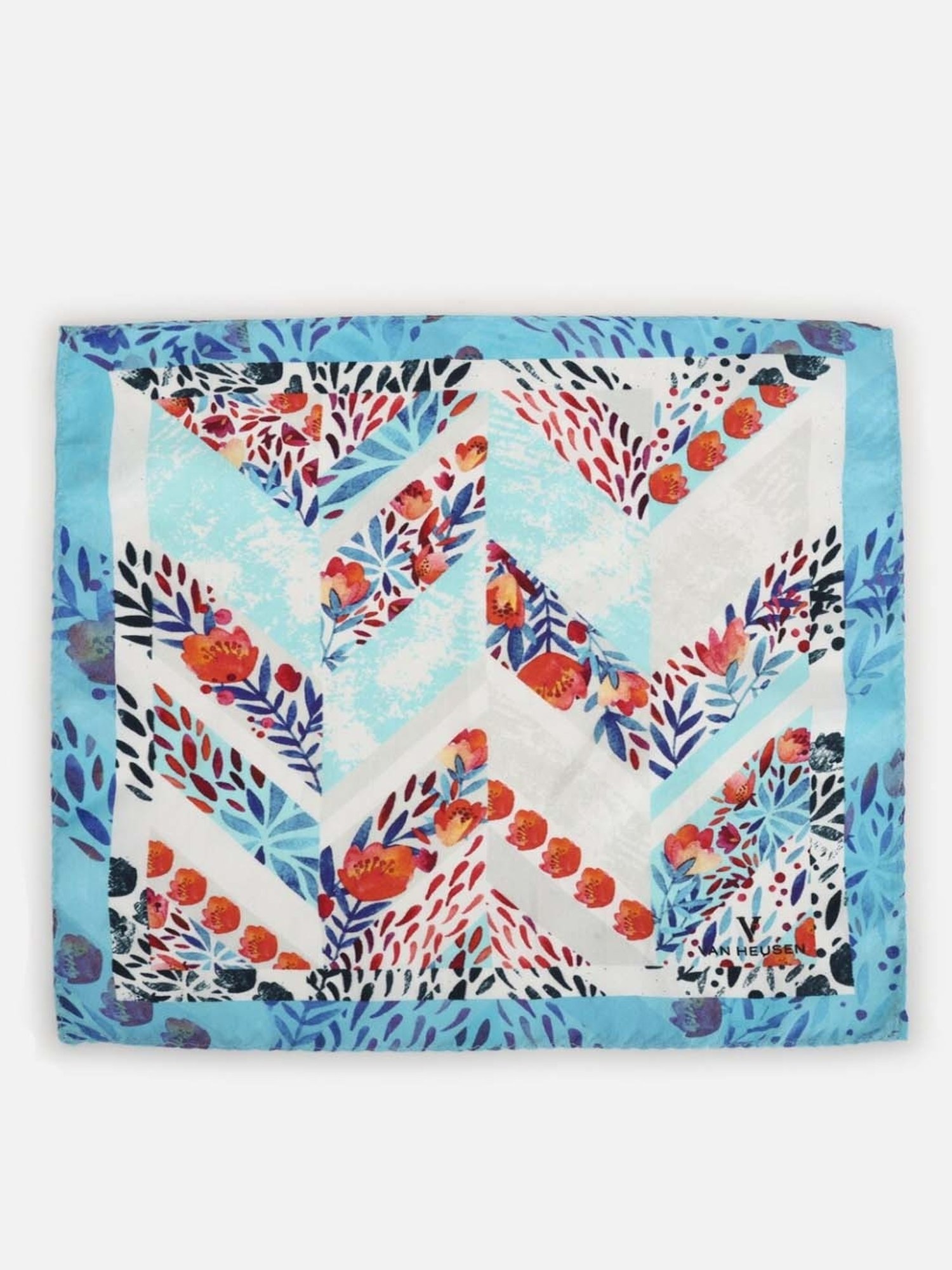 Van Heusen White & Blue Floral Pocket Square