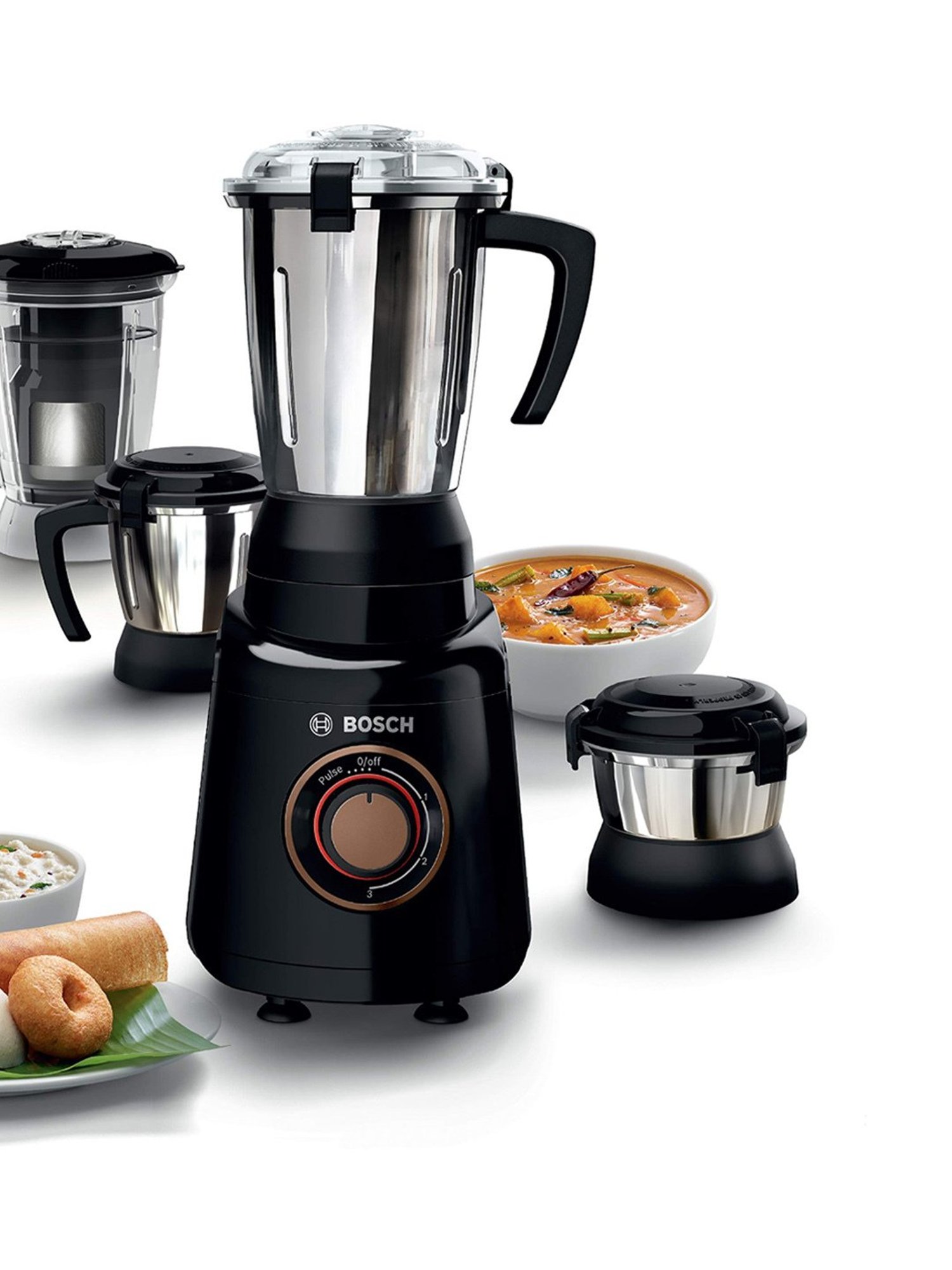 Bosch TrueMixx Bold Mixer Grinder 600 Watt with Overheat Protection & 4 Jars (Black)