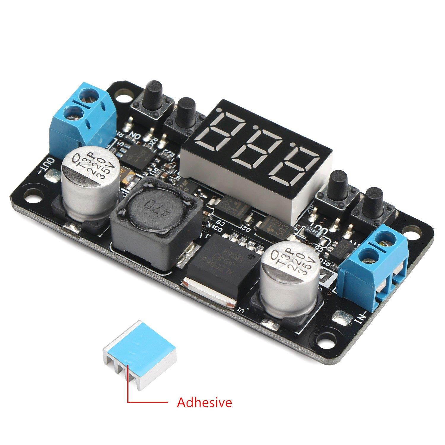 24V to 12V 5V DC Converter, DROK LM2596 Buck Power Converter 5-32V to 0-30V Step Down Adjustable Output Voltage Regulator Board Power Supply Module with LED Display Voltmeter Screw & Heatsink