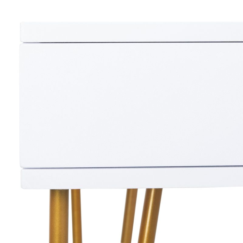 Pine Two Drawer Desk - White/Gold - Safavieh