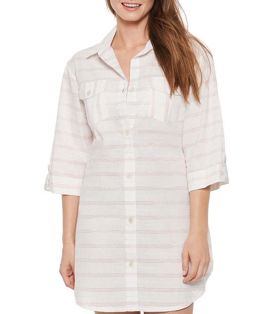 Tommy Bahama Midnight Orchid Tropical Print Scoop Neck Ruffle Hem Spa Dress