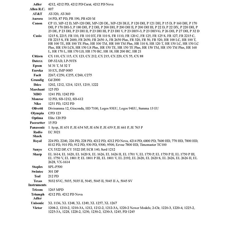Pack Calculator Ink Roller Replaces Casio IR0T Canon CP13 Sharp EA772R NuKote NR2 Porelon PR2 Victor AdlerRoyal Aurora Citizen OLIVETTI Texas Instruments