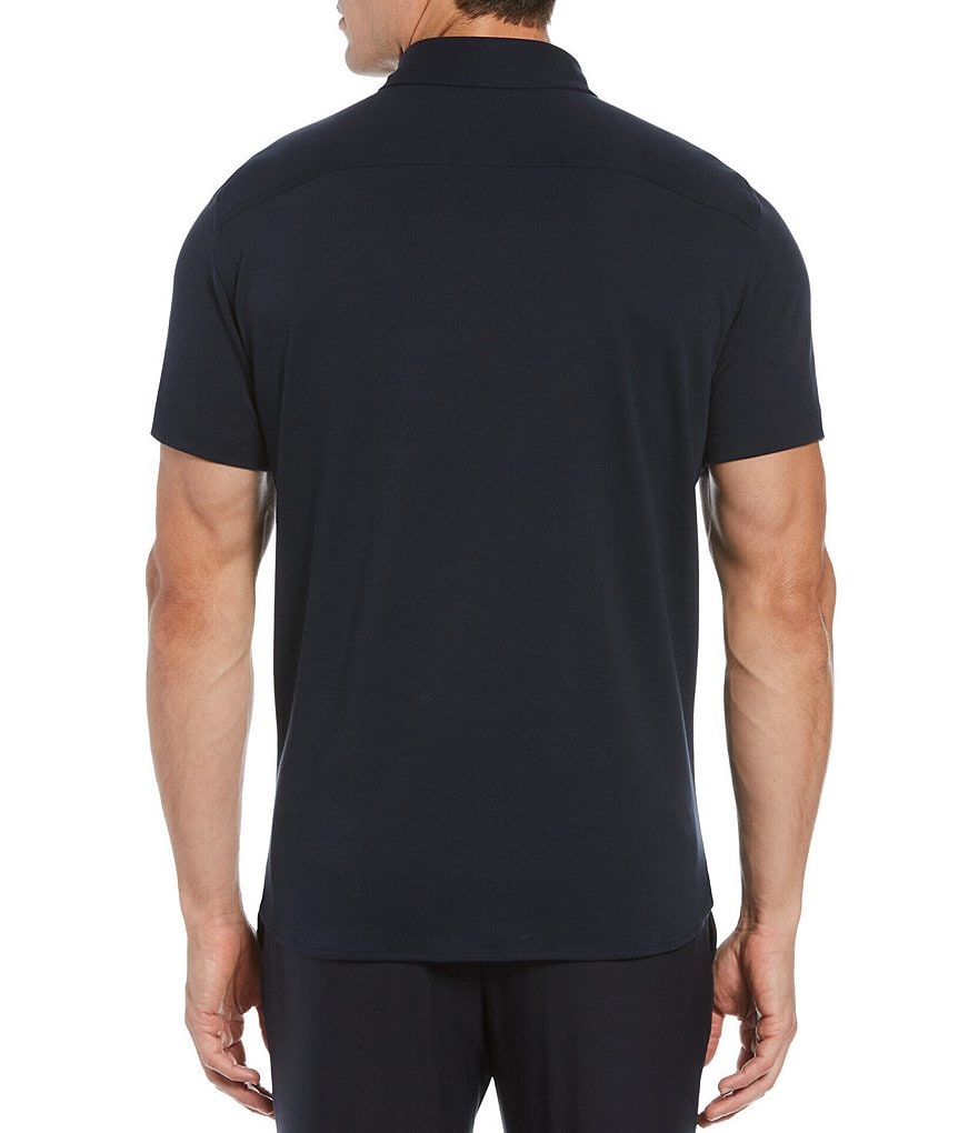 Perry Ellis Solid Interlock Stretch Short-Sleeve Woven Shirt