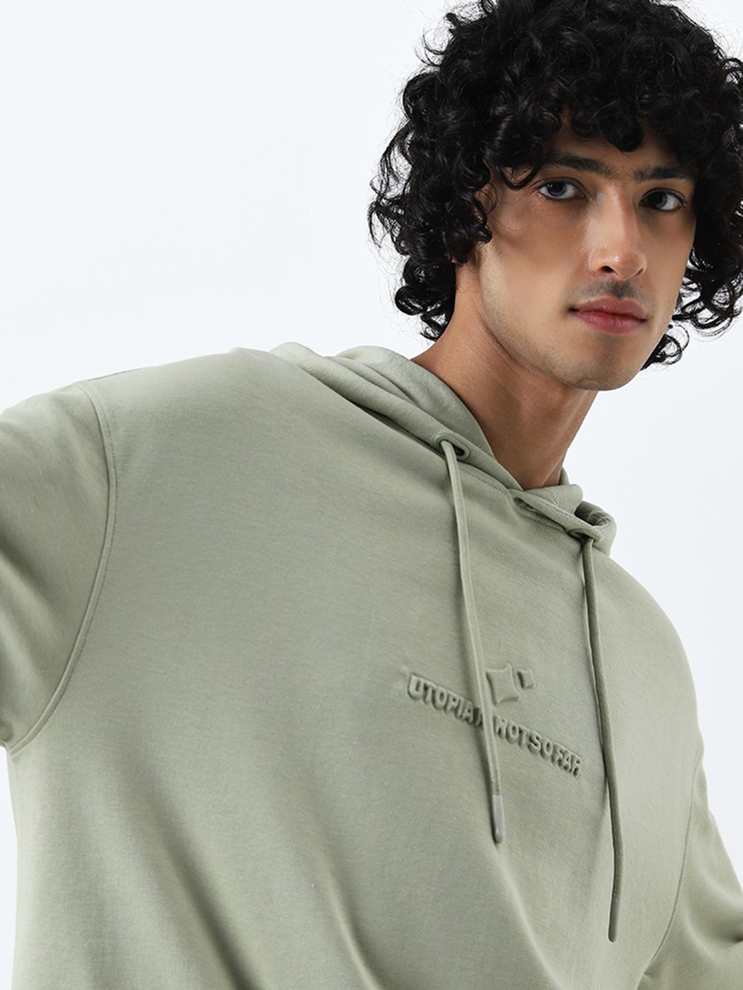 Studiofit by Westside Sage Text Embossed Relaxed-Fit Sweatshirt