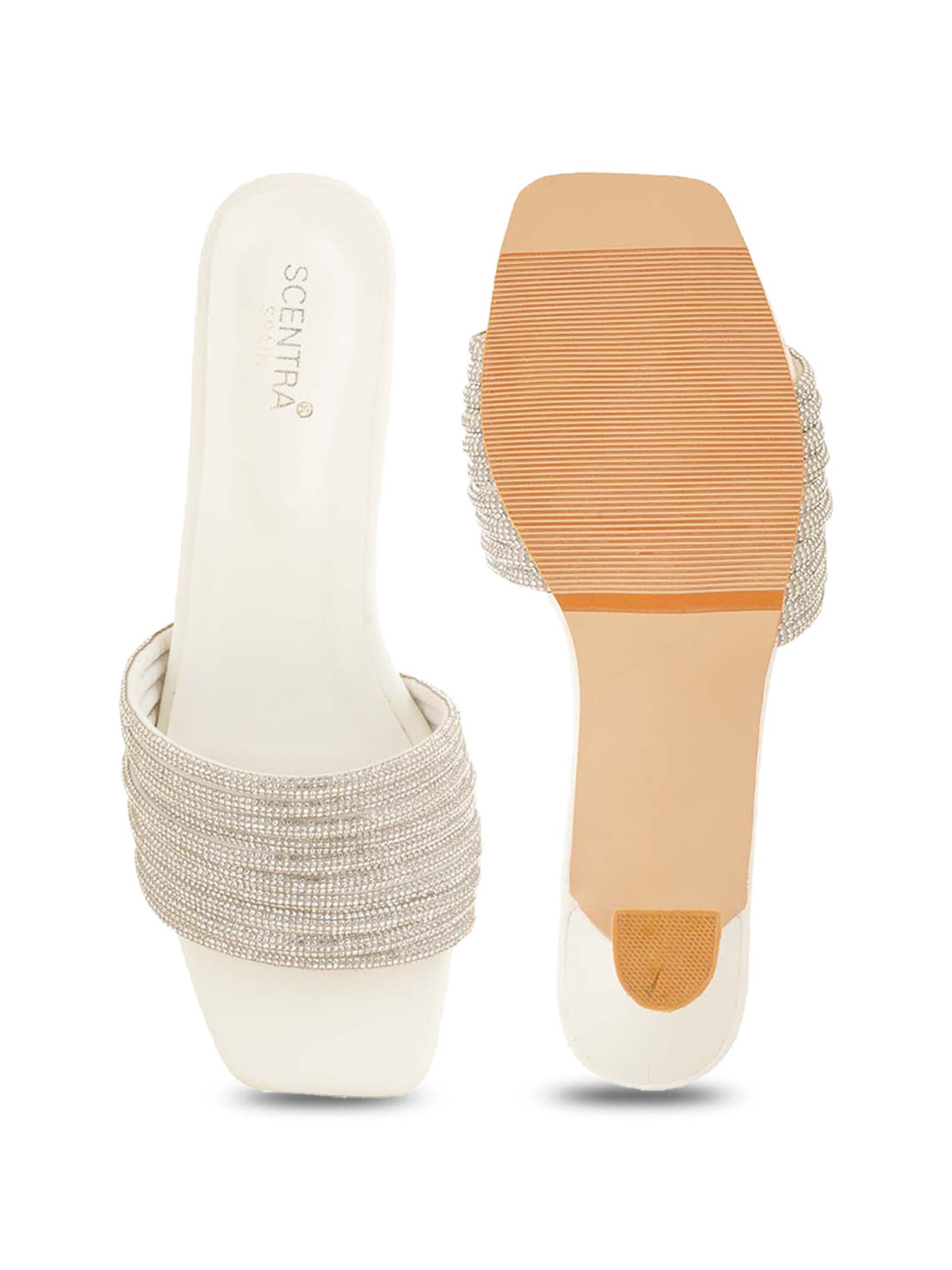 Scentra Women's White Casual Sandals