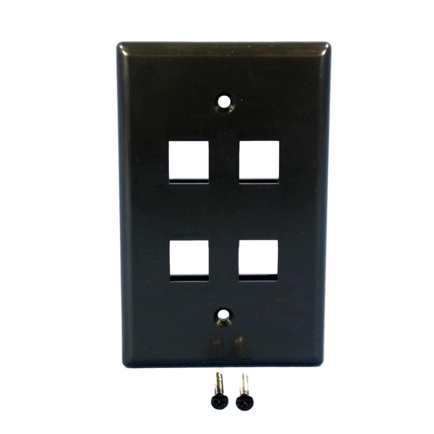 Cooper Wiring Devices 5540BK-MSP 4 Port Flush Modular Wallplate, Black
