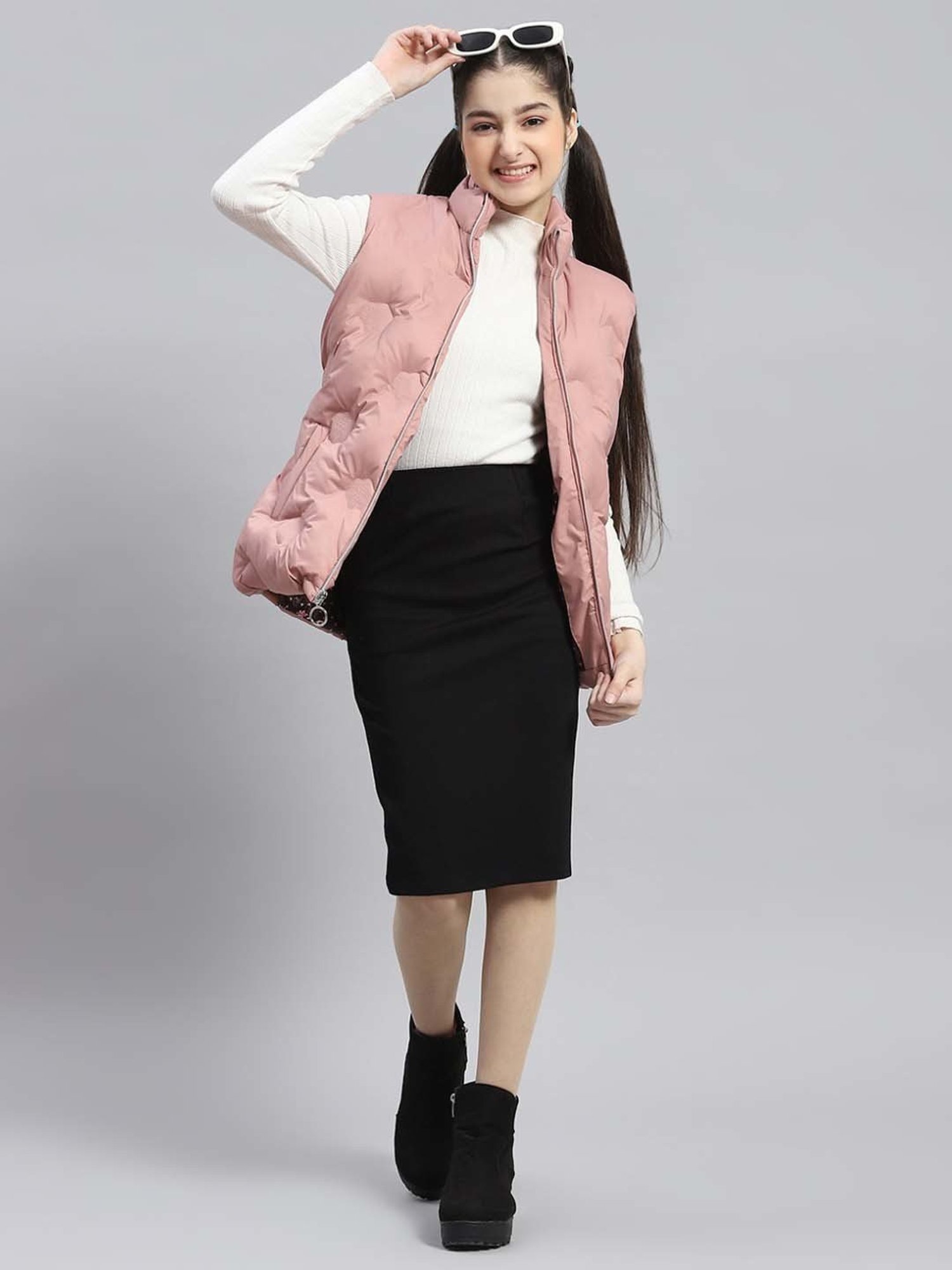 Elle Kids Black Self Pattern Jacket