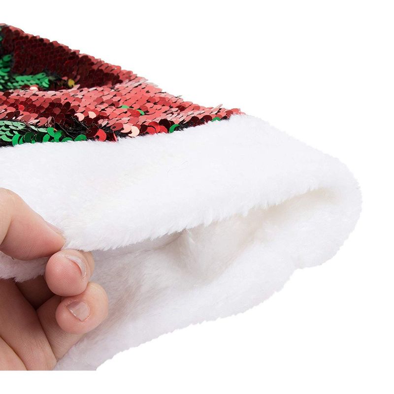 Juvale 2 Pack Christmas Party Hats, with Magic Reversible Sequin (Red & Green, 22.7 x 13 in)