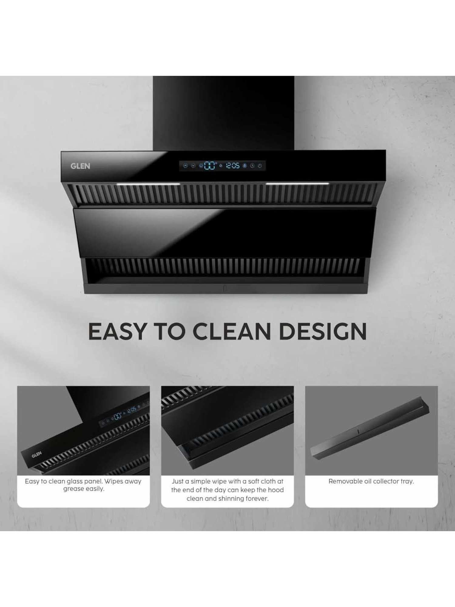 Glen CH6076AC60 1400CMH 60cm Wall Mounted Chimney (Black)