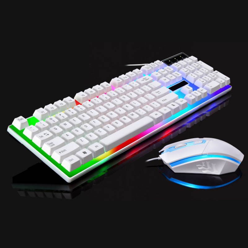 Wired USB Lighting Mechanical Feel Computer Keyboard Mouse Sets For PS4/PS3/Xbox One And 360 Gaming Keyboard and Mouse Combo Wired RGB LED Backlit 60% with Arrow Key Keyboard(Black)