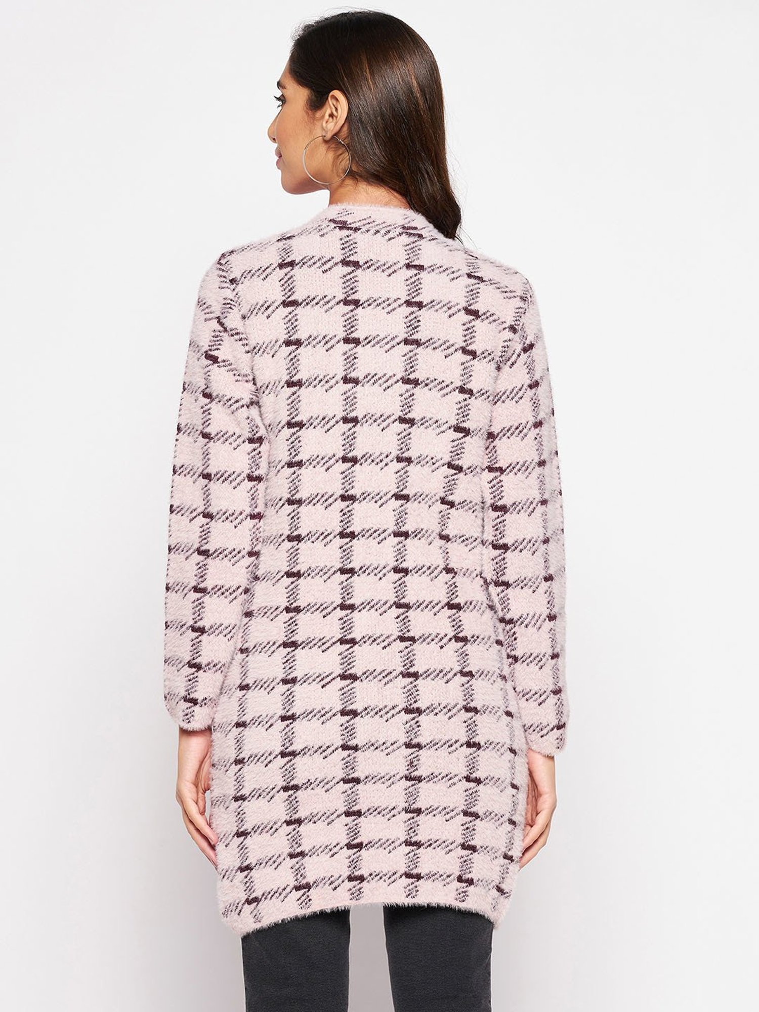 Crozo By Cantabil Pink Check Cardigans