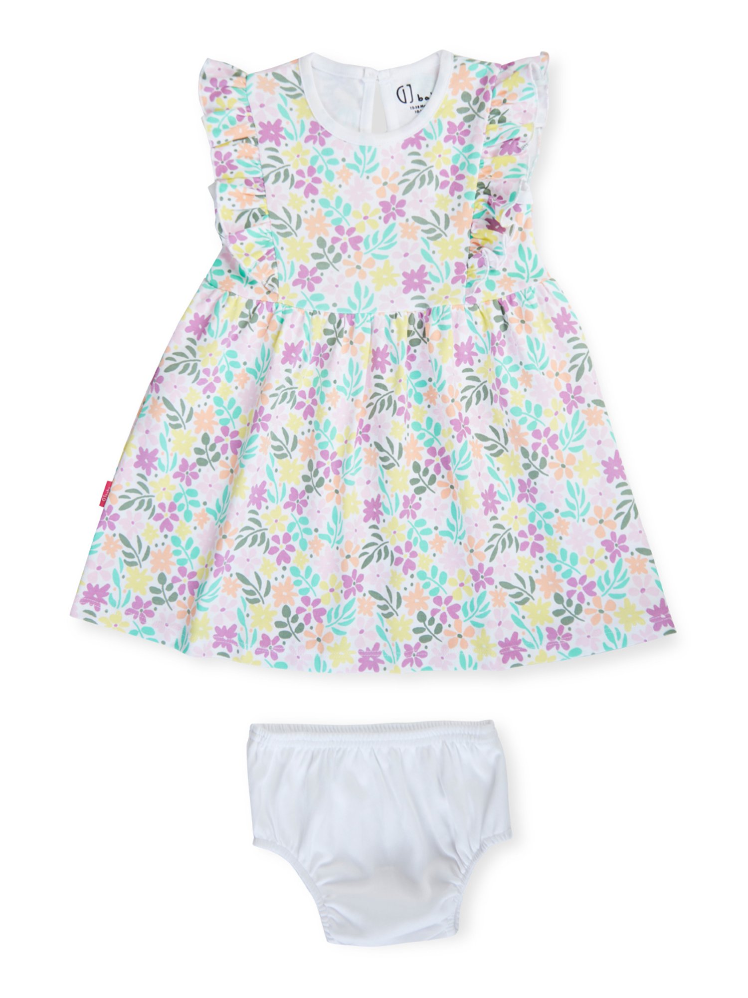 GJ baby  White Floral Print Dress with Bloomers