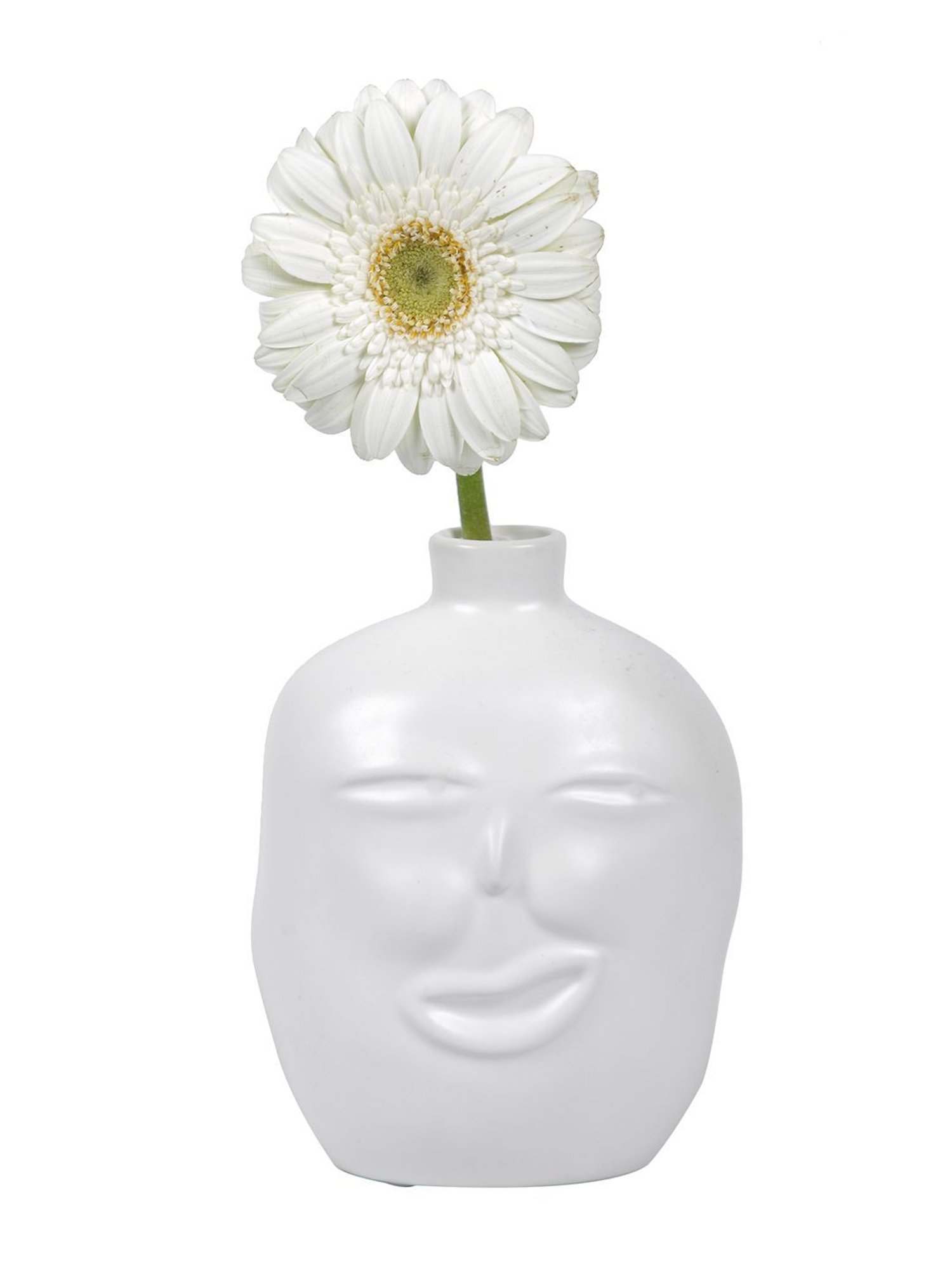Tayhaa White Ceramic Face Shape Vase