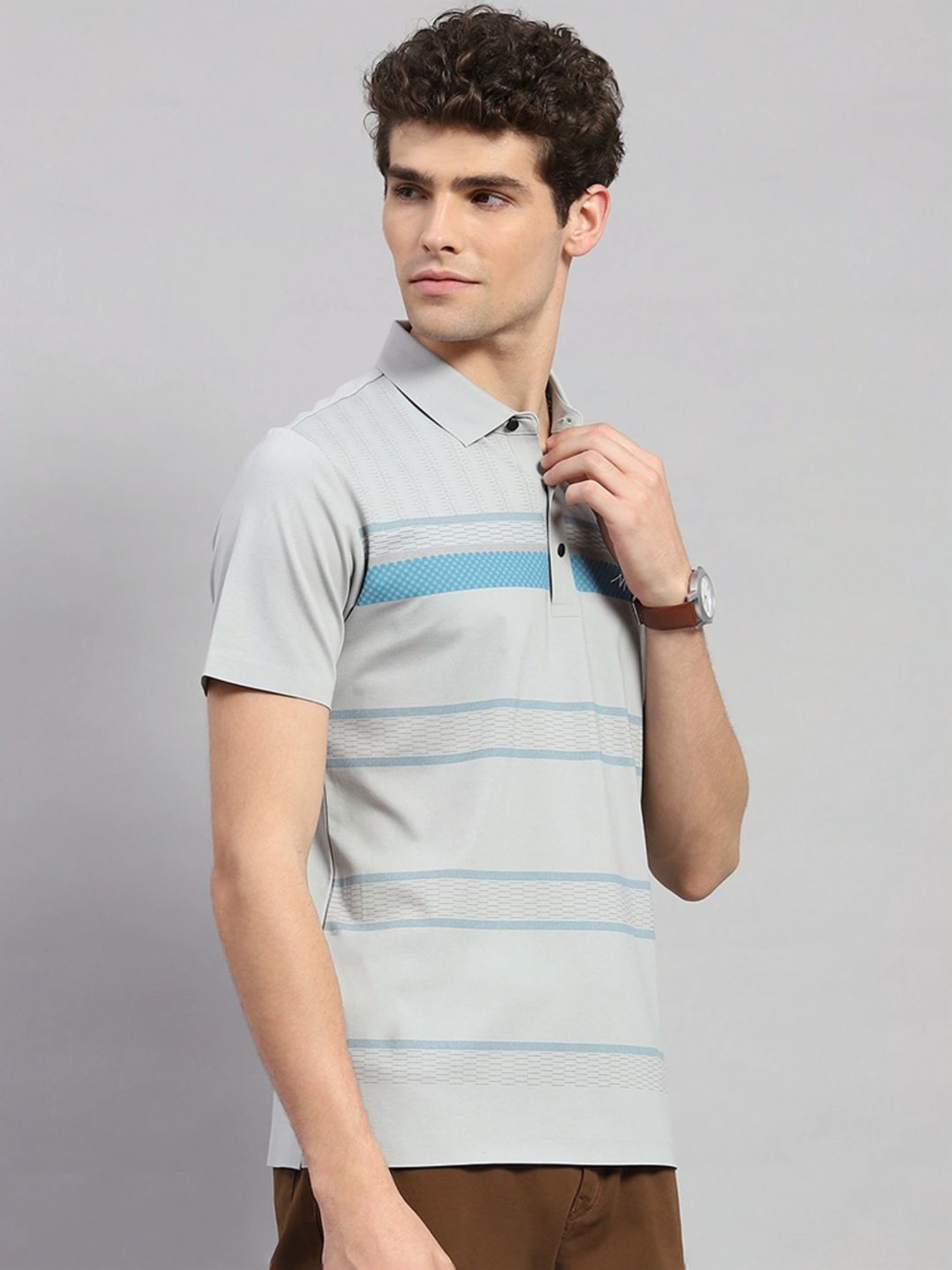 Monte Carlo Sky Regular Fit Striped Polo T-Shirt