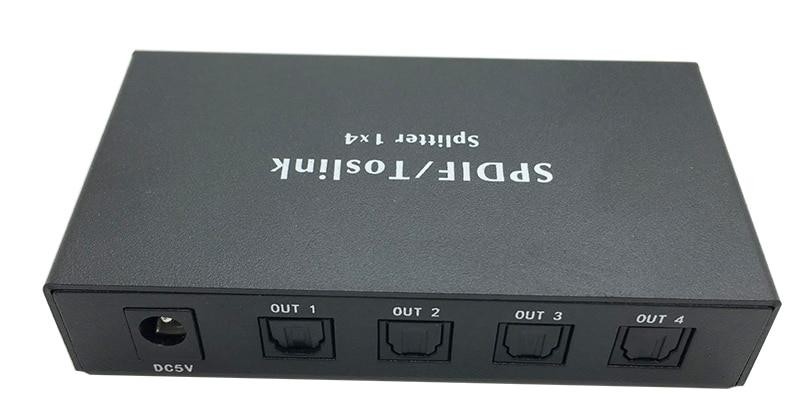 Optical Spdif Splitter 1X4, toslink splitter 1X4 with power adaptor, 4 ports optical splitter (One Input 4 Outputs)