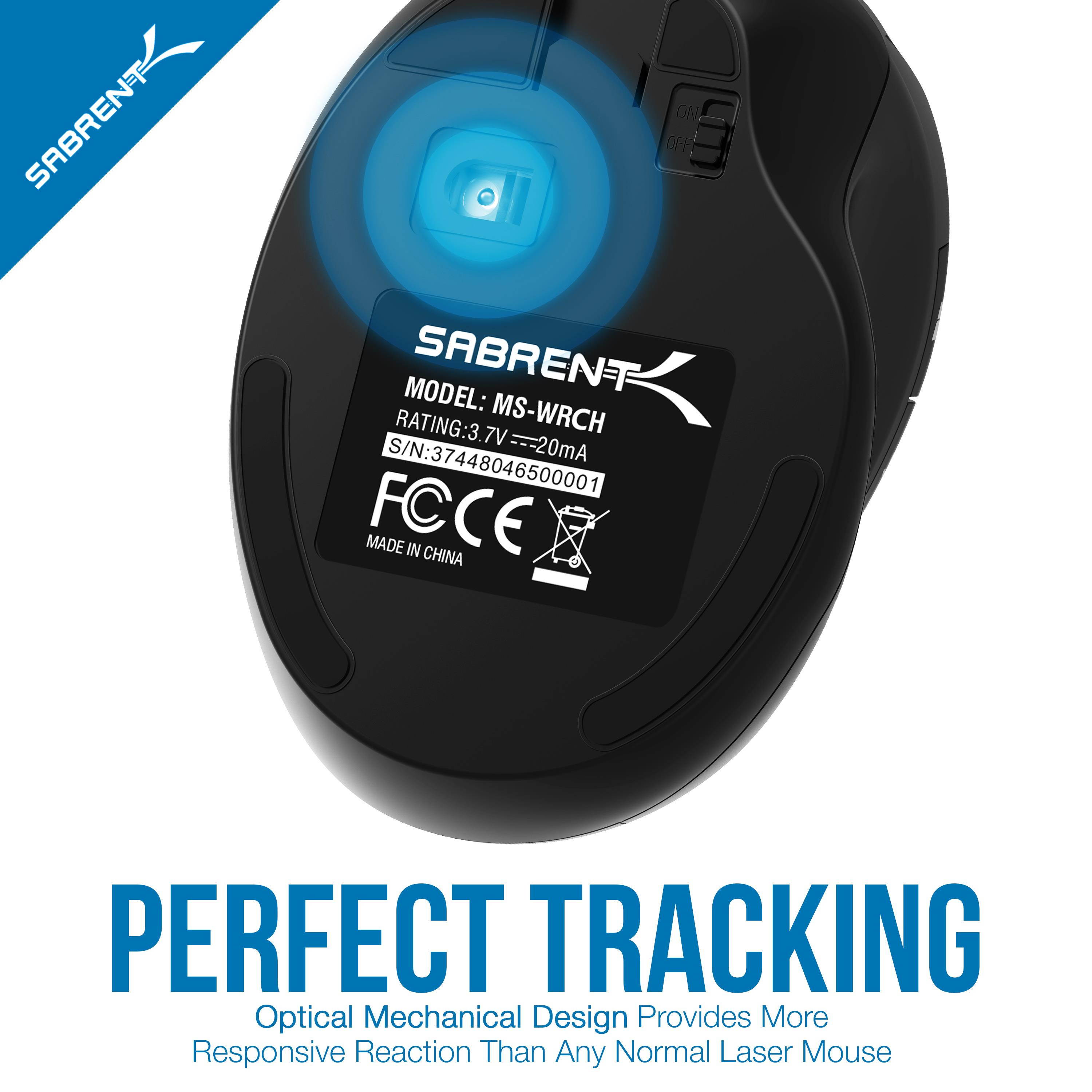 Sabrent Ergonomic 2.4GHz Wireless Rechargeable Mouse with 4D Function