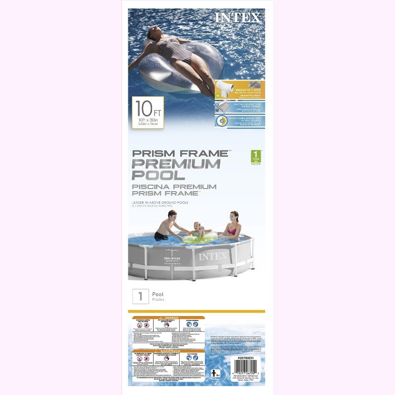 Intex 26700EH 10ft x 30in Prism Metal Frame Round Above Ground Outdoor Backyard Swimming Pool for Summer, (No Pump)