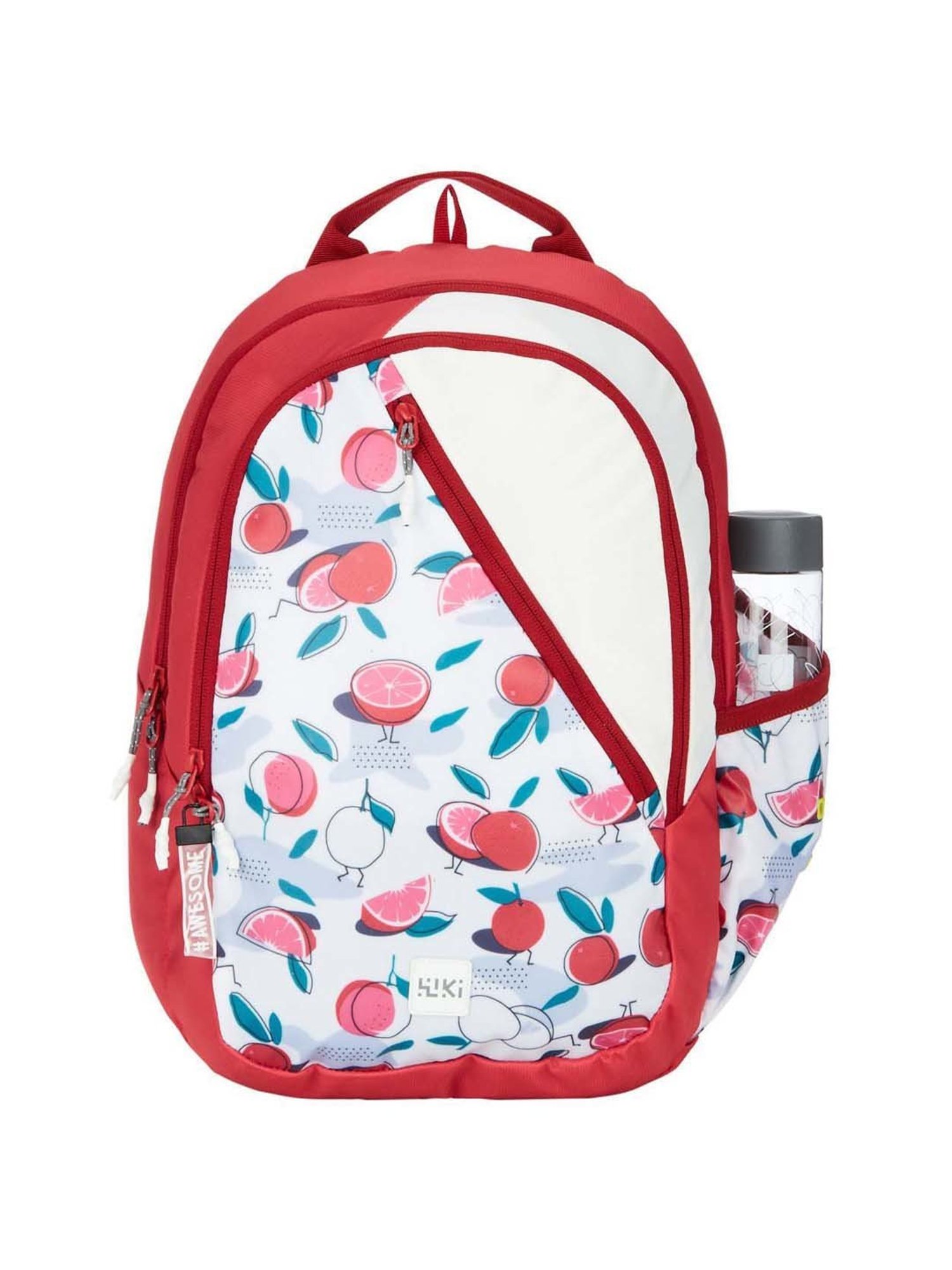 Wiki 21.5 Ltrs Red & White Medium Backpack