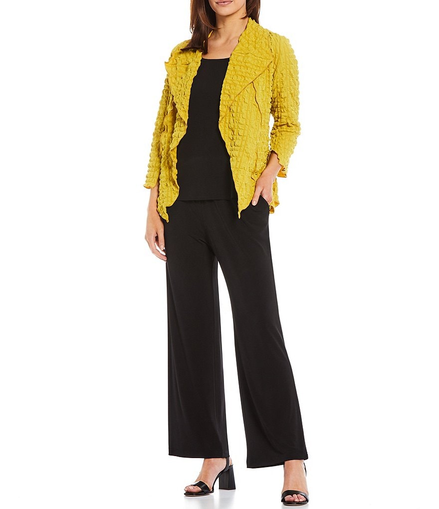 IC Collection Shawl Collar Open Front Asymmetric Hem 3/4 Sleeve Jacket