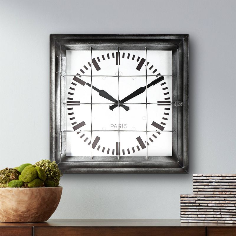 River Parks Studio Iles 20" Wide Square Caged Metal Wall Clock