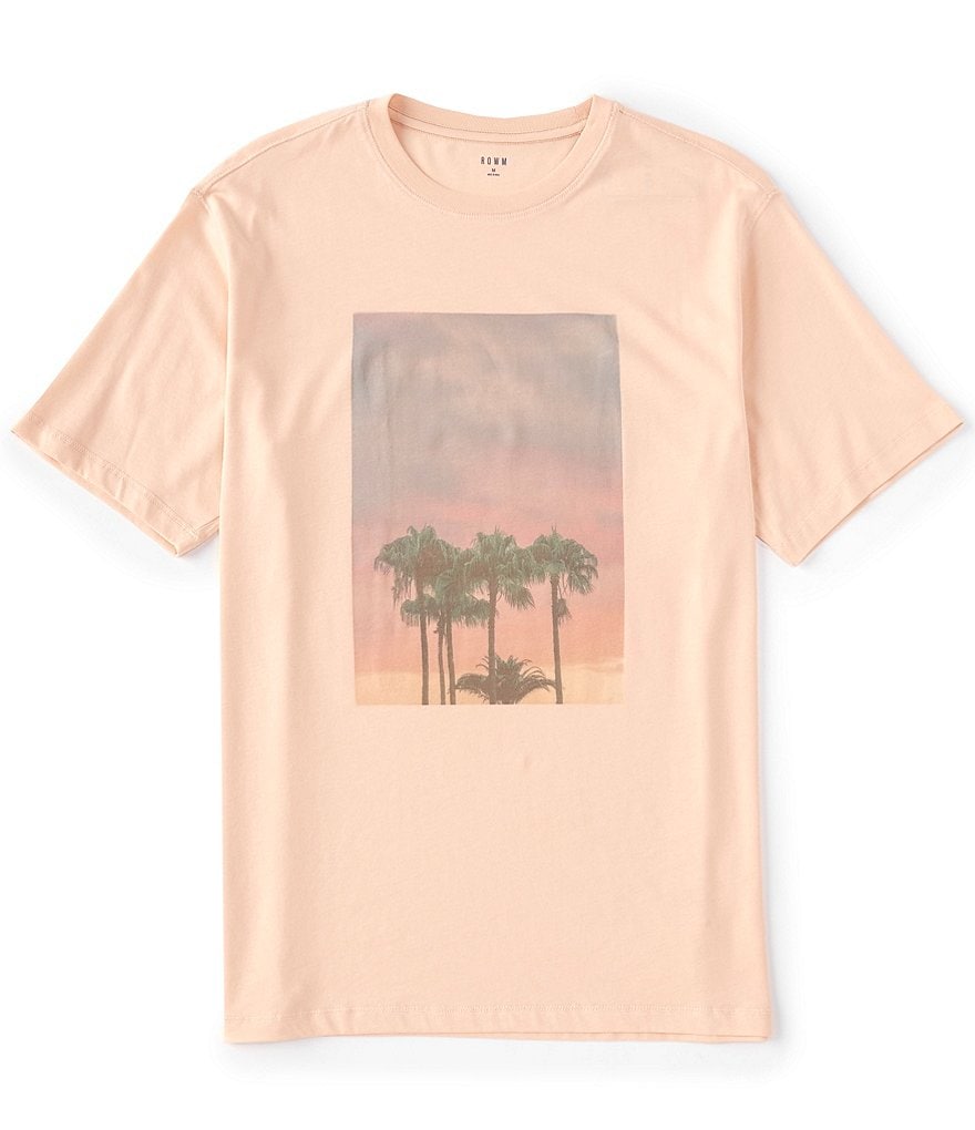 Rowm Short-Sleeve Palm Tree Screen Printed Crew T-Shirt