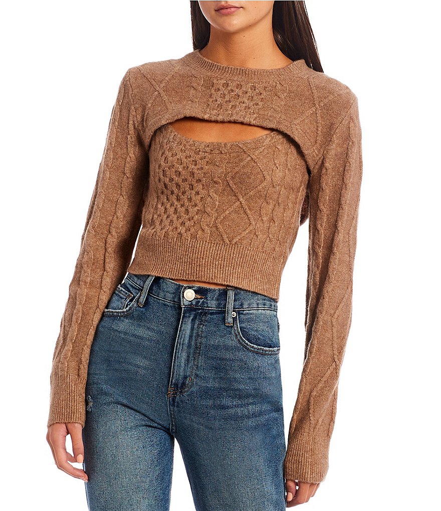 GB Round Neck Fuzzy Eyelash Sweater