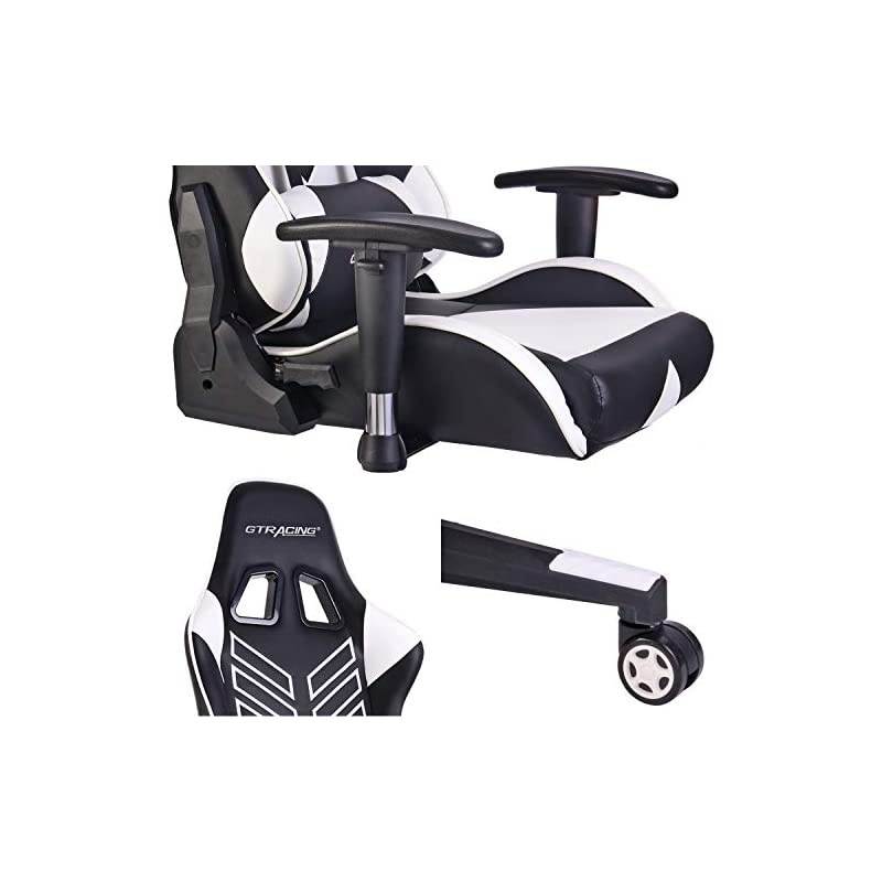 Chair Massage Office Chair High Back Computer Chair Leather Desk Chair Racing Executive Ergonomic Adjustable Swivel Task Chair with Headrest and Lumbar Support,White