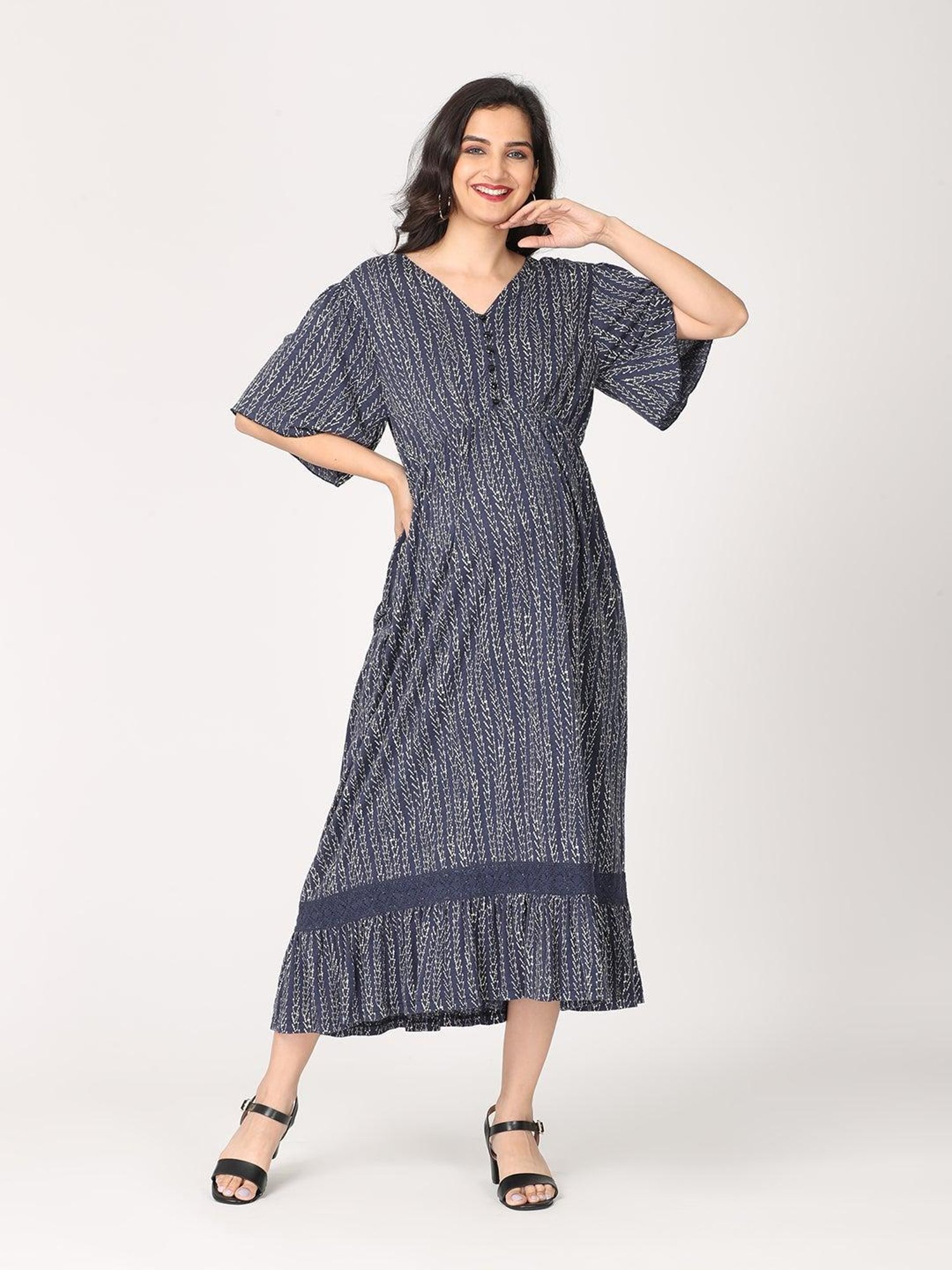 The Mom Store Navy Printed Maternity Dress