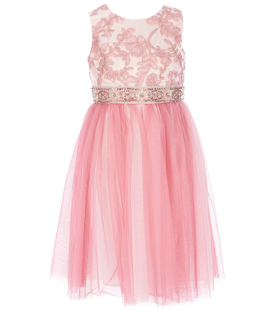 Laura Ashley Little Girls 2T-6X 3/4 Sleeve Rose & Butterfly Print Clip Dot Dress